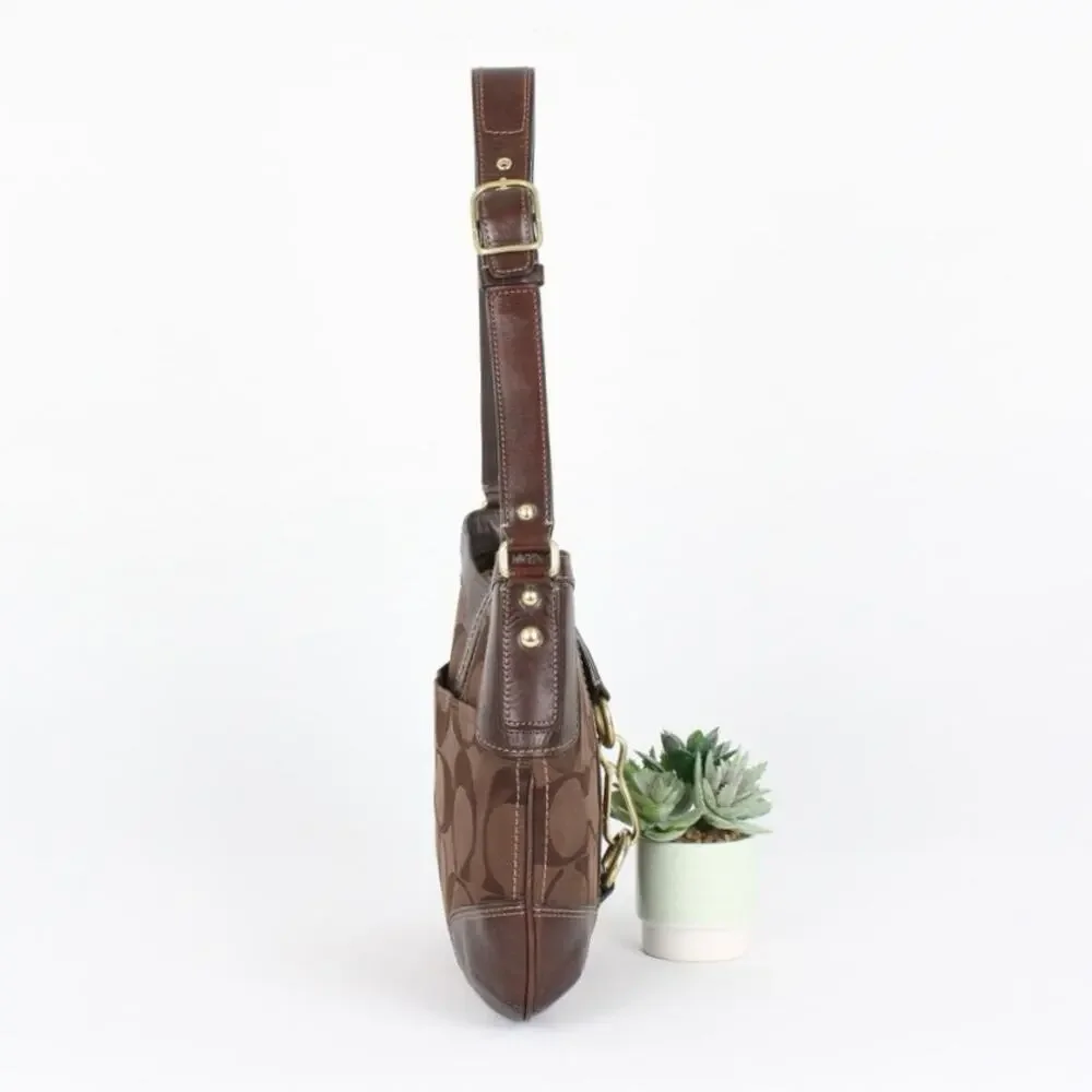 Coach Y2K Brown Signature Jacquard&Leather Hobo Bag #11067